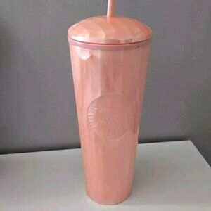 RARE Starbucks Summer 2021 Blush Pink Peach Marble Prism 24 oz Tumbler Cold Cup